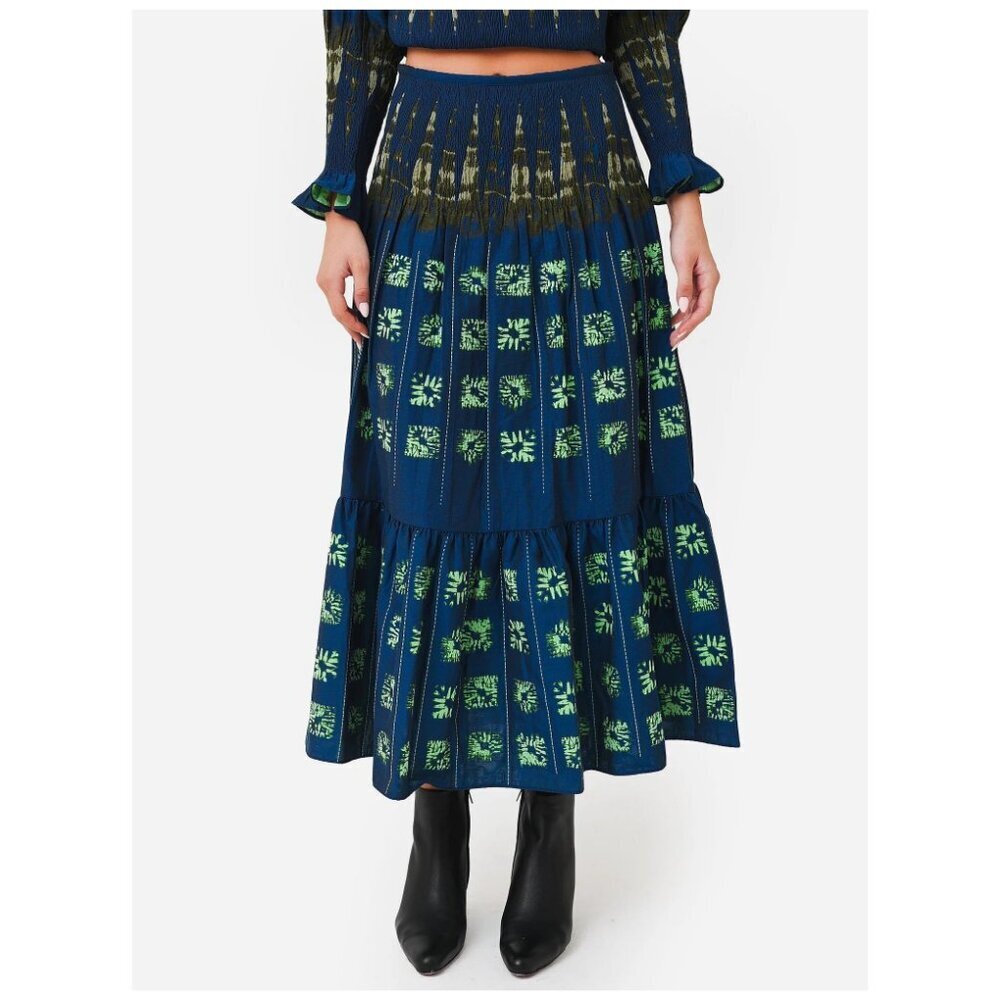 NWT Anthropologie Hunter Bell Phoebe Midi Skirt Bohemian Tie Dye Print Boho - XS